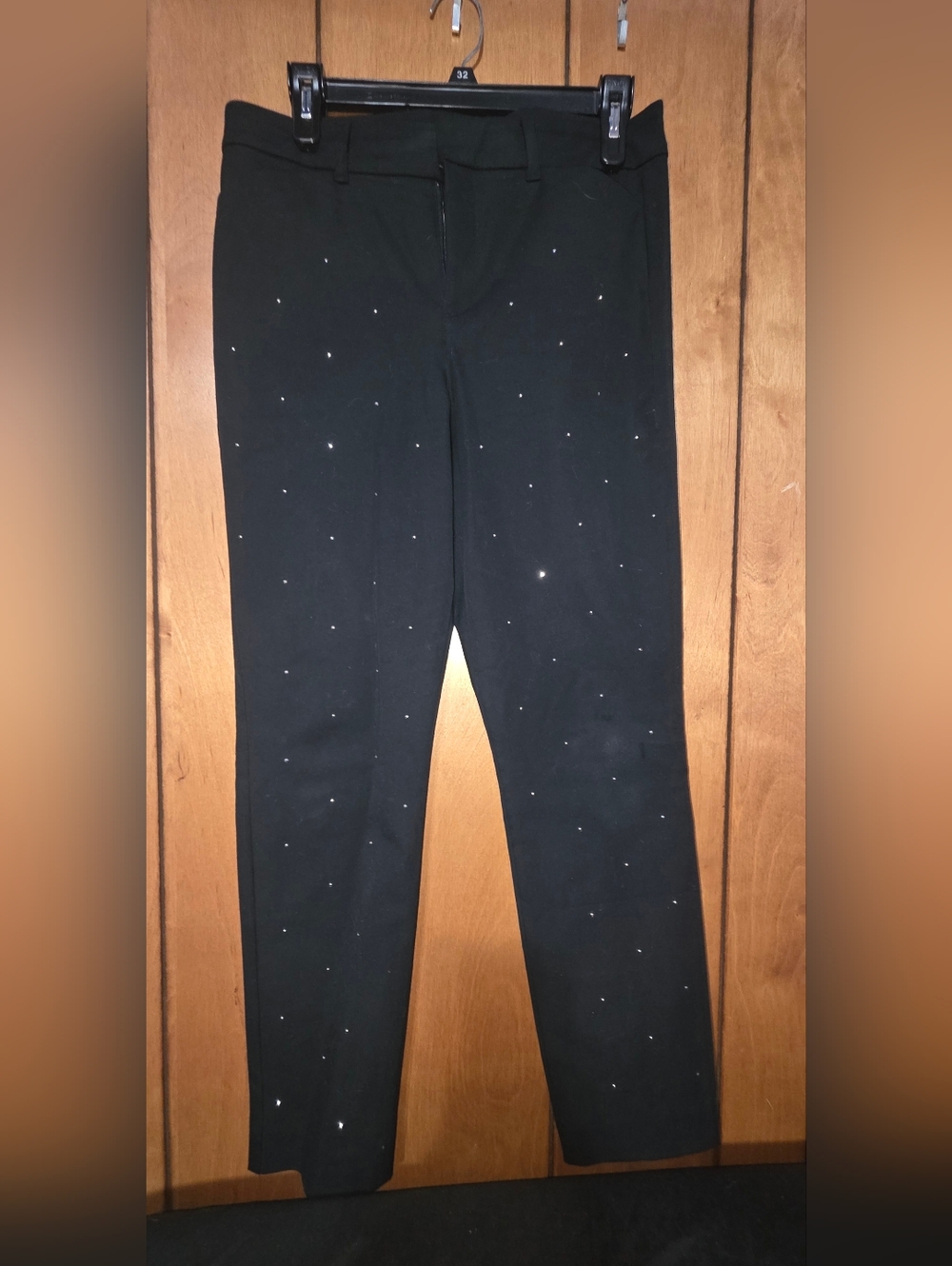 Old Navy Black High-Rise Pixie Skinny Pants- With   Beaded Rhinestones, Size 8